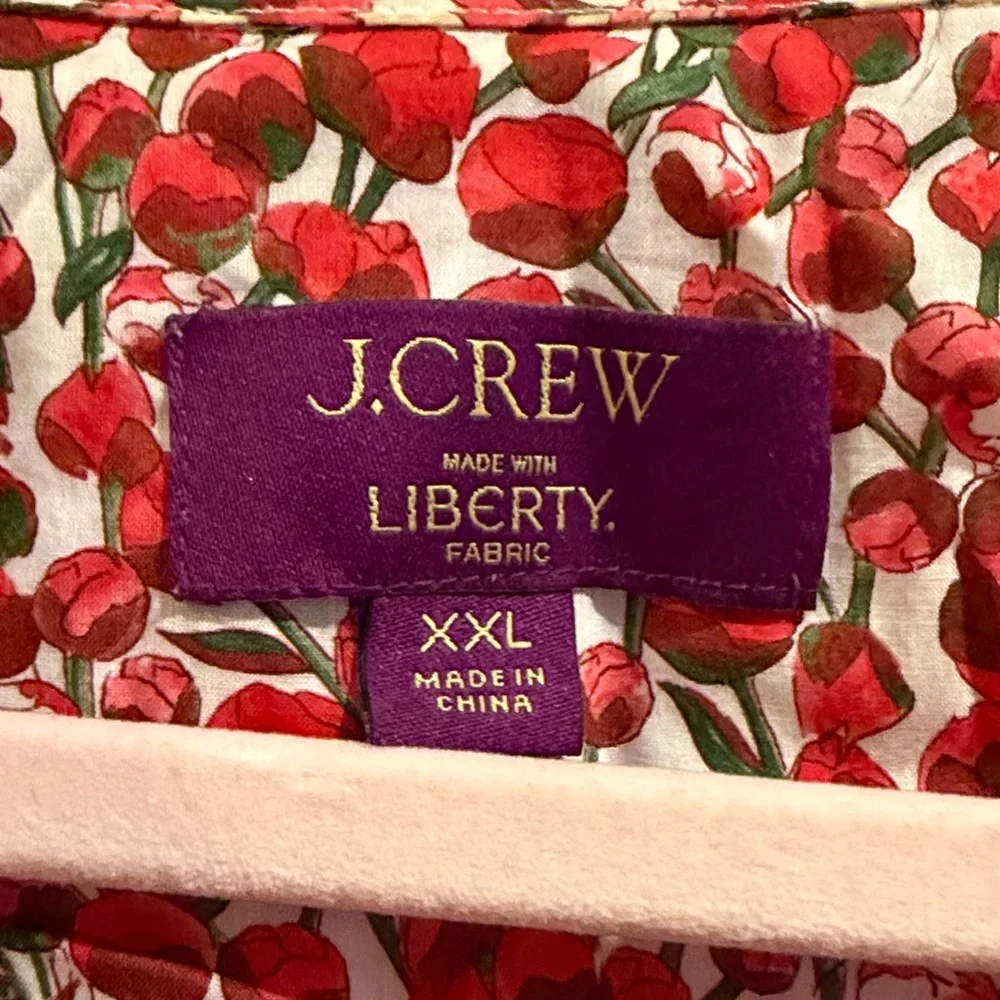 J. Crew Red Floral Liberty Fabric Dress - Picture 2 of 4